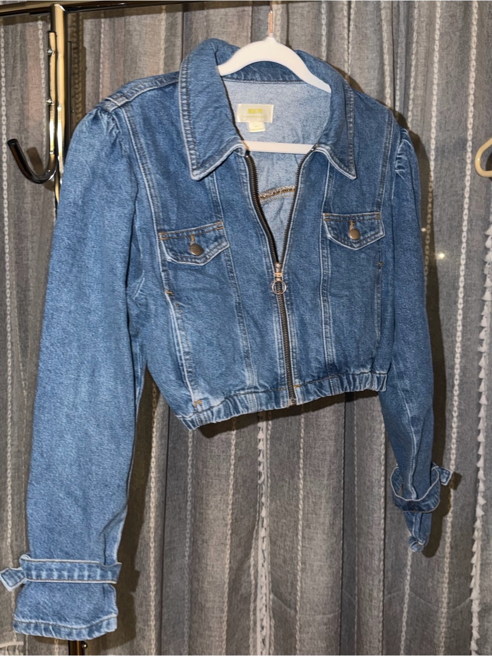 Maeve-by Anthropologie Cropped Zip-Front Denim Jacket